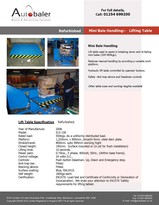 Autobaler Bale Handling lift table